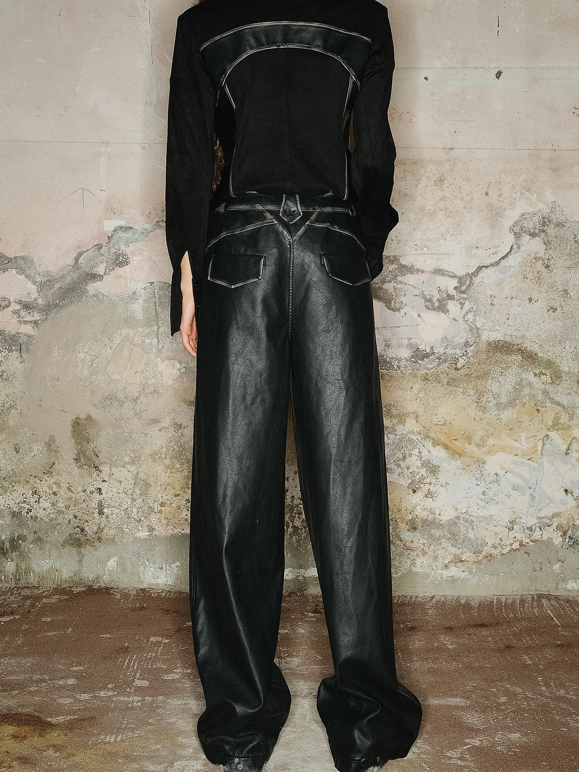 Smooth Straight Plain Cool Leather-Pants