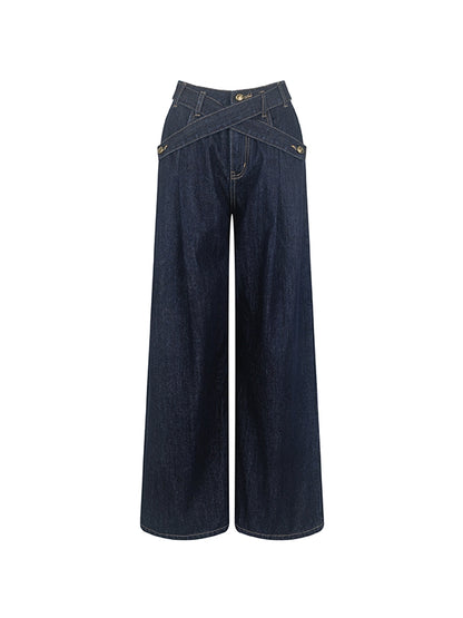 Faded Vintage Straight Loose Denim Wide-Pants