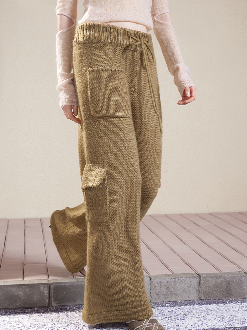 Wool Knit Loose Casual Straight Wide-Pants