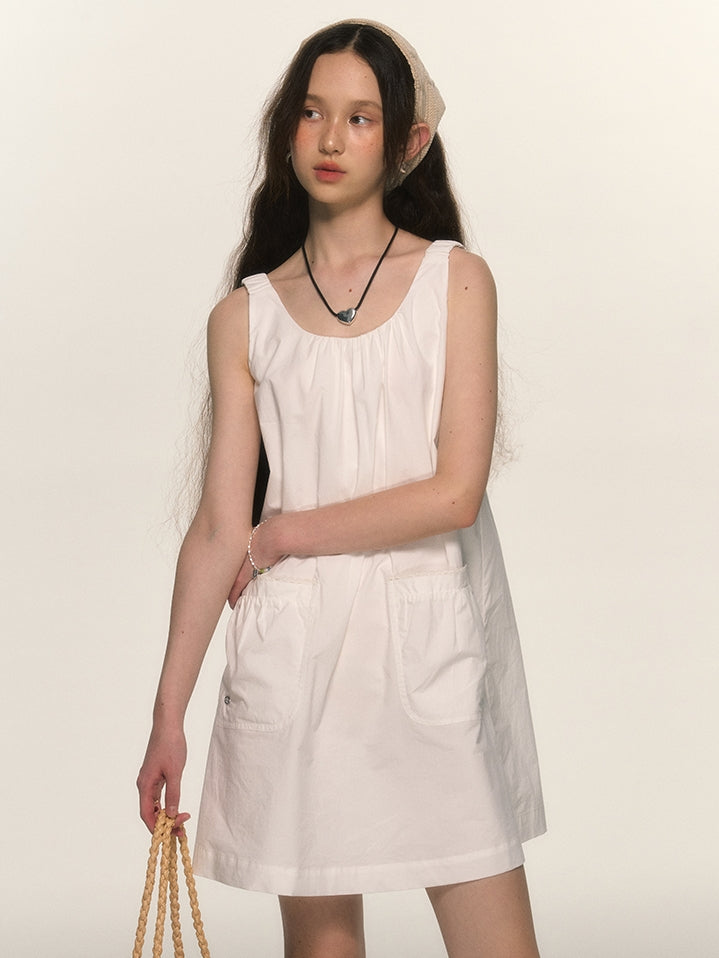 Simple Sleeveless A-Line Pocket Mini-One-Piece