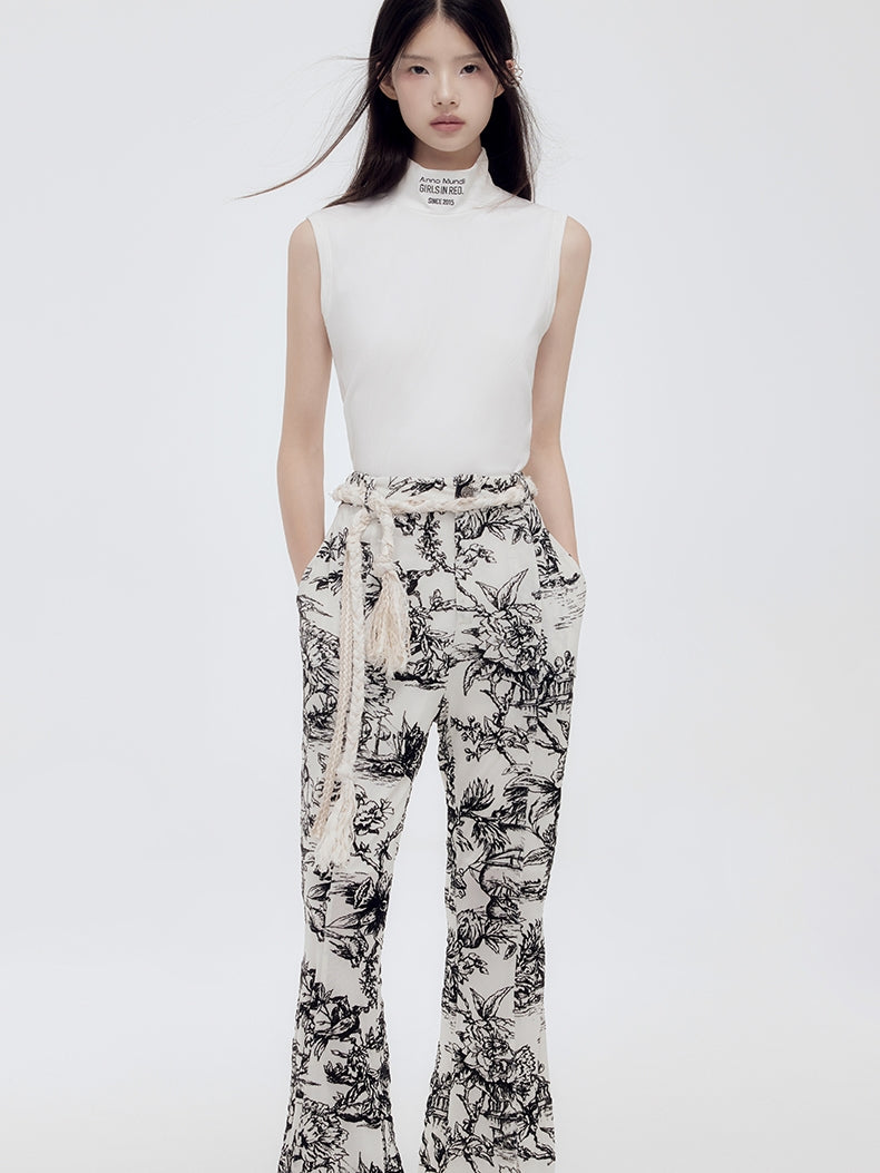 Water-Color Retro Slit Flare-Pant