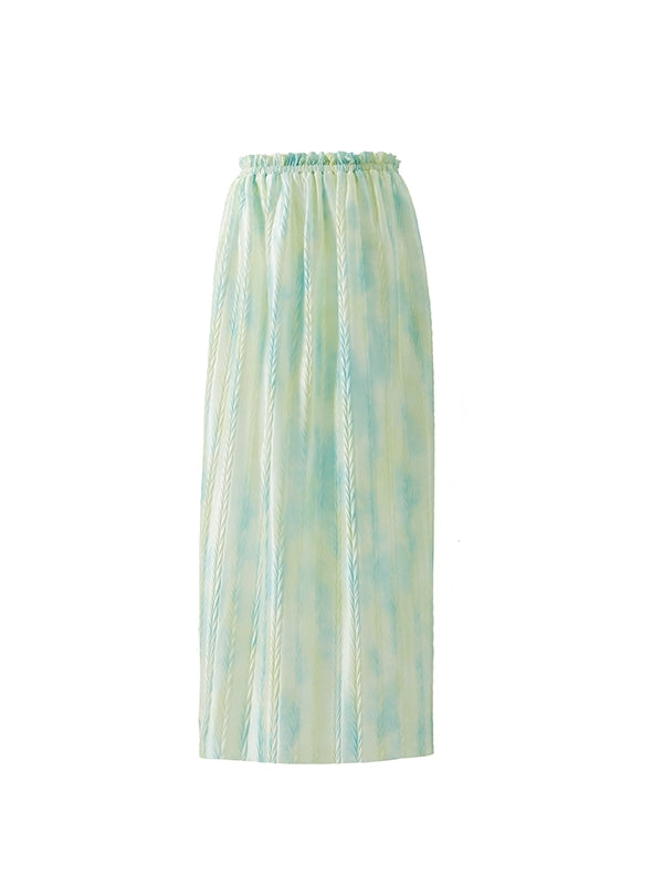 Crumping tie-dye pale-tone mince-skirt