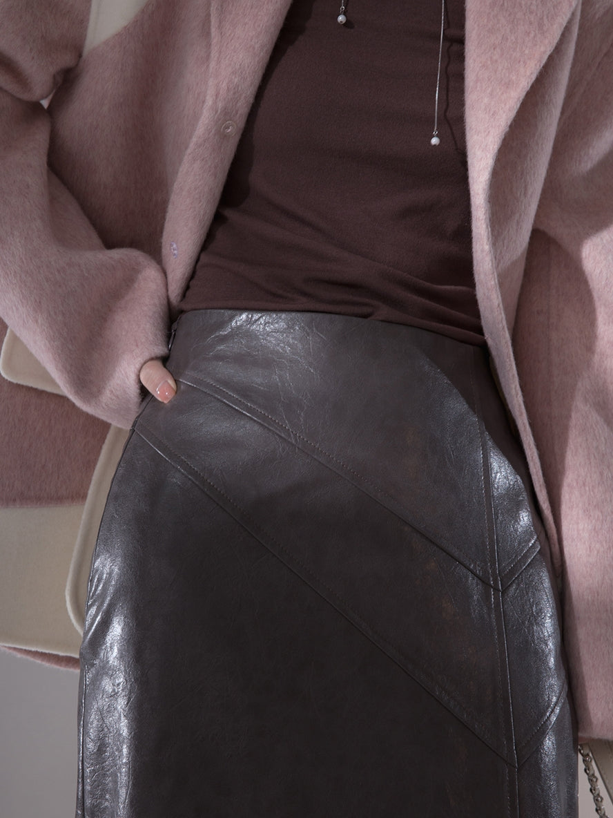 Pencil-Skirt Leather Cool Long-Skirt