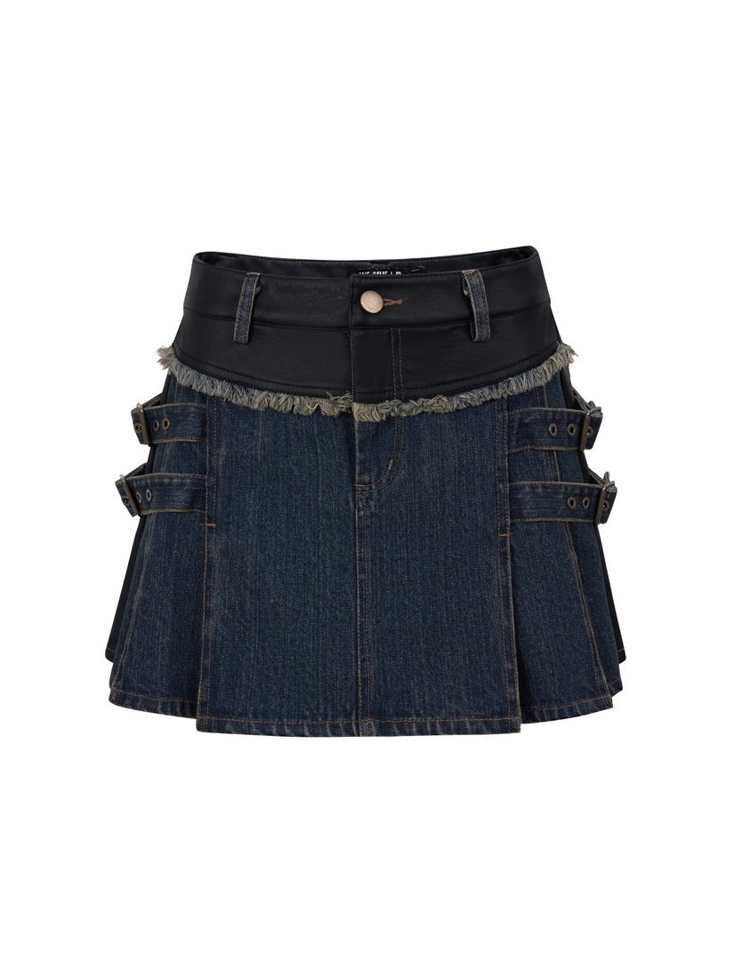 Box-Pleats Gürtel Quastel Innenhosen Casual Minirocke