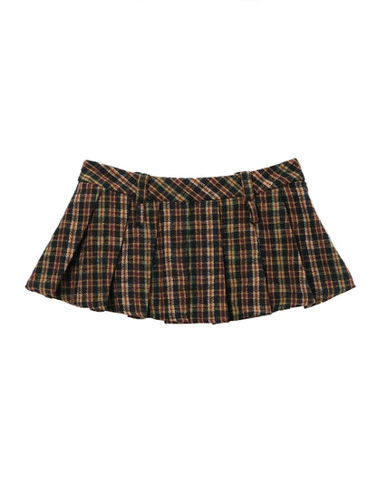 Checked Retro Girly Micro-Mini Skirt