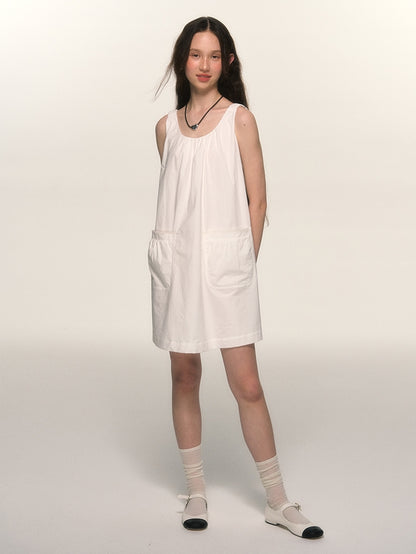 Simple Sleeveless A-Line Pocket Mini-One-Piece