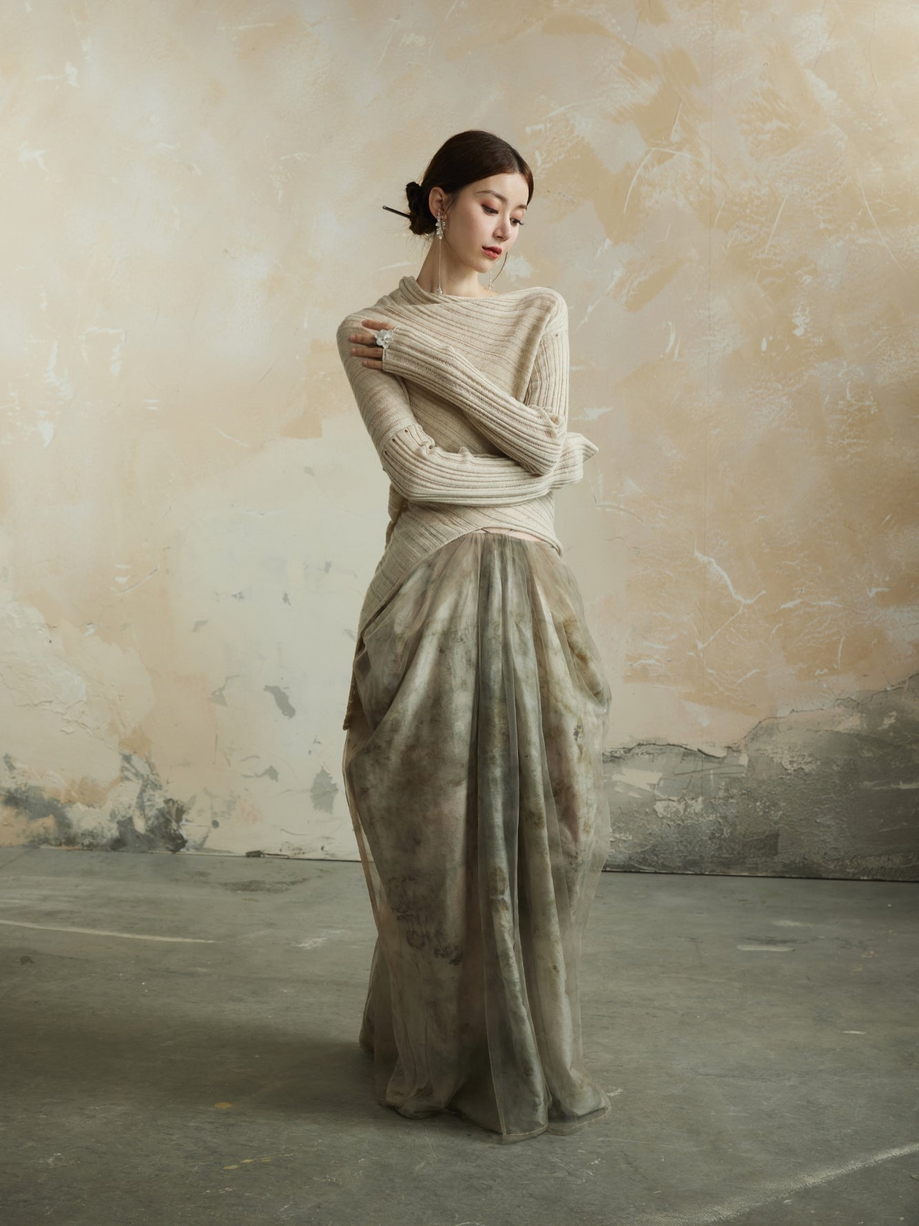 Tie-Dye Drape Elegant Ciffon Long-Skirt