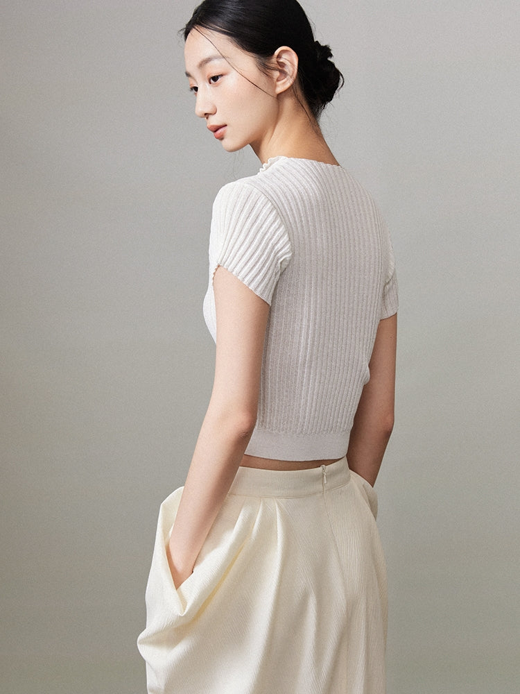 Tight Cropped Casual Summer-Knit Tops