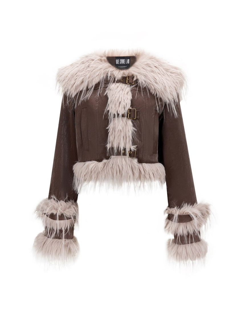 Leather Long-Fur High-End Nichi Short  Jacket