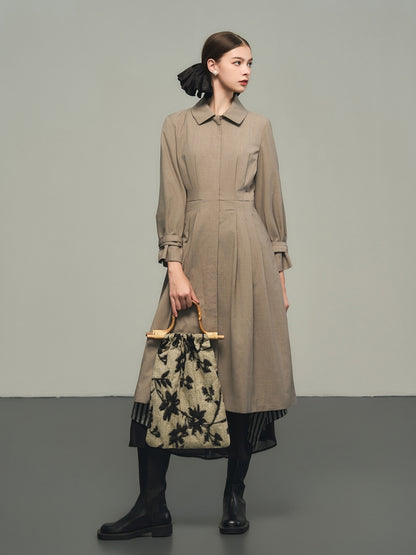 Retro Flare Natural Plain Nichi Long-Coat