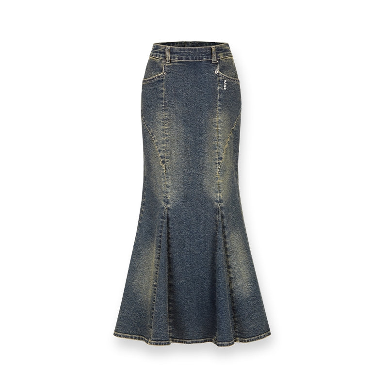 Denim Elegant Casual Curve Sirène-Skirt