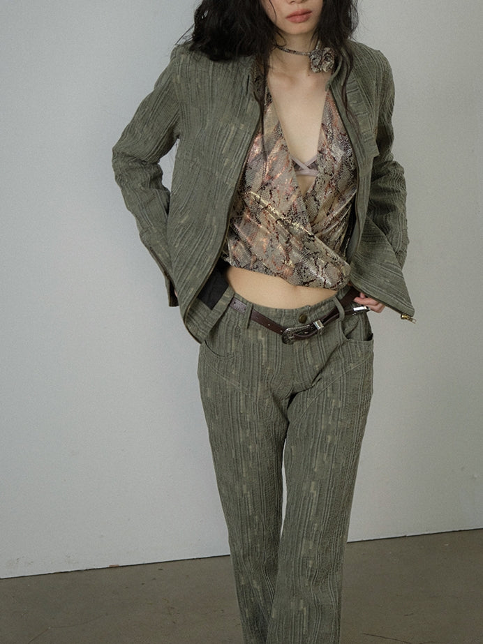 Retro Wrinkled Vintage Jacket&amp;Pants