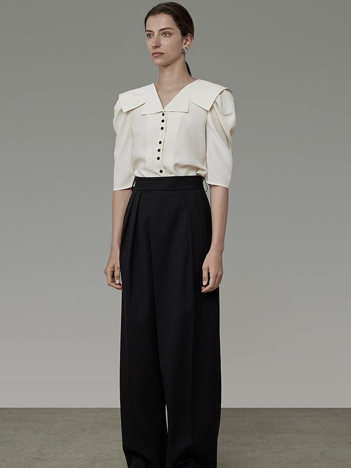 Sailor-collar Volume-shoulder Classy Blouse