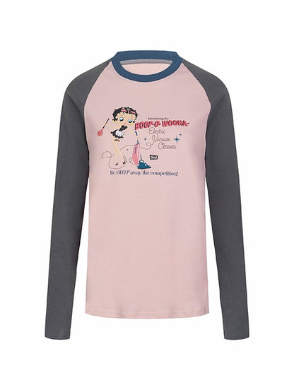 Betty Casual Crew-Neck Cotton Lont-T-Shirt