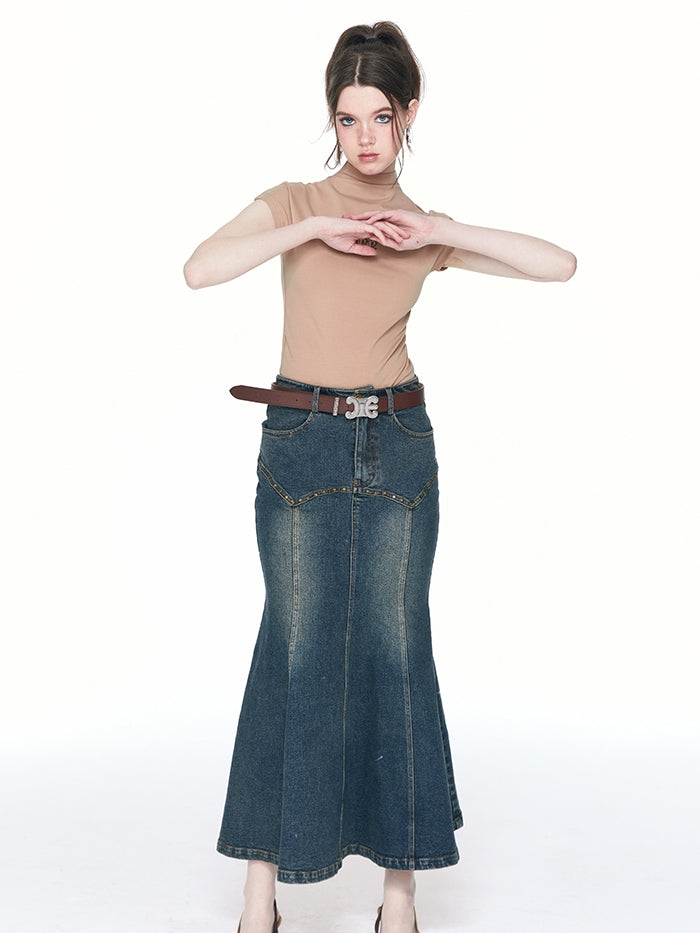 High Waist Mermaid Mid Calf Denim Skirts | Gaya model pakaian, Gaya model  pakaian korea, Model baju wanita