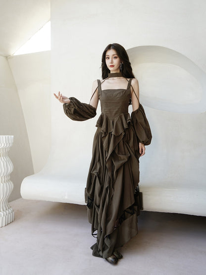 Asymmetry Drape Long Elegant Panel-Skirt