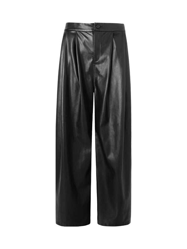 Pantalon frais lisse droit en cuir droit