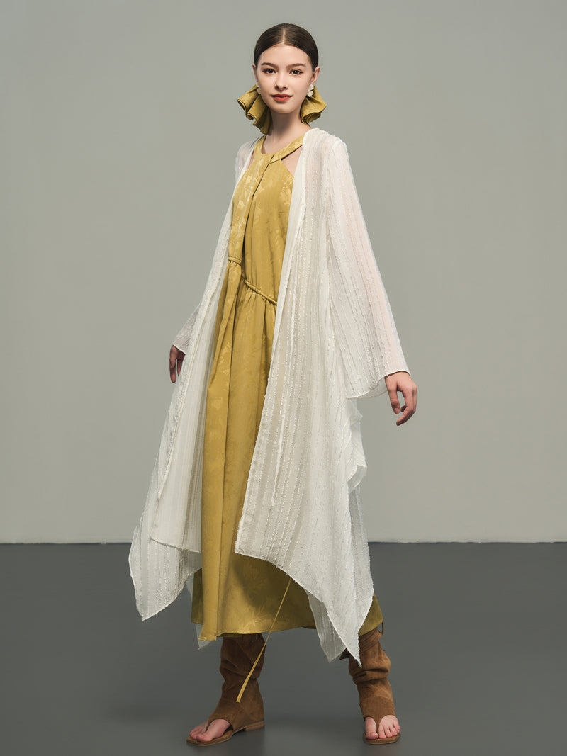 Asymmetry Simple Oversize Thin Long-Cardigan