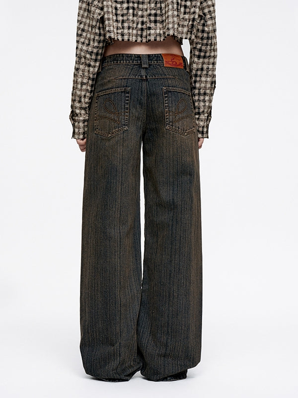 Denim Loose Balloon Casual Plain Wide-Pants