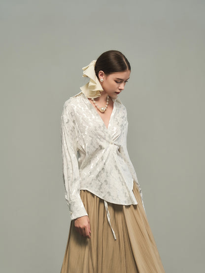 Embroidery Flower Metallic Elegant Shirt