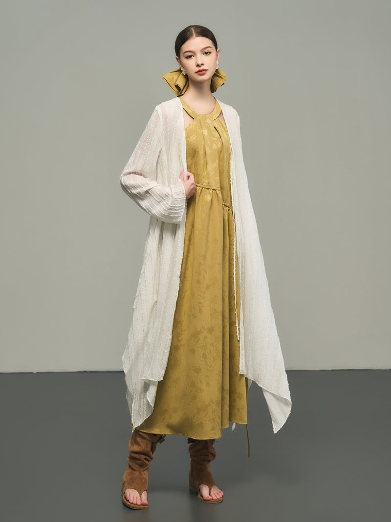 Asymmetry Simple Oversize Thin Long-Cardigan