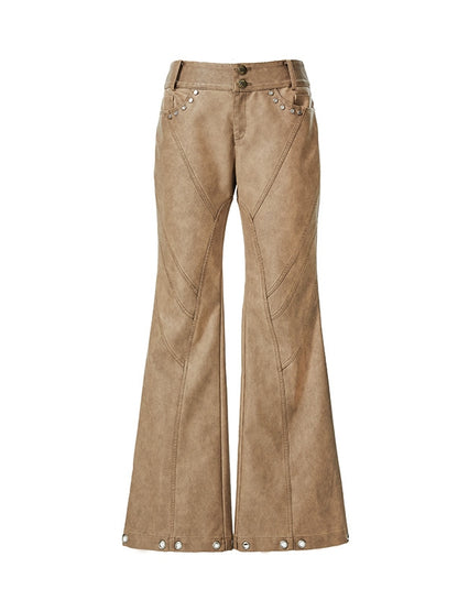 Leather Handsome Cool Flare-Pants