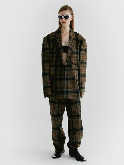 Unisex Checked Oversize 레트로 재킷