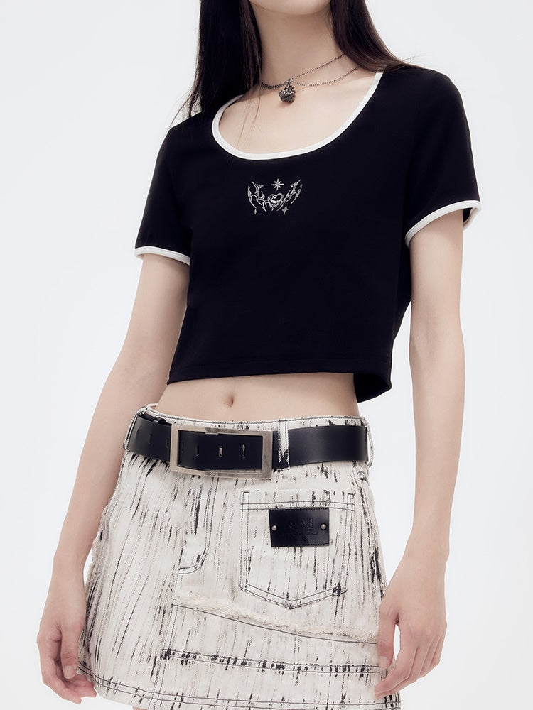 Cropped Casual Monotone T-Shirt