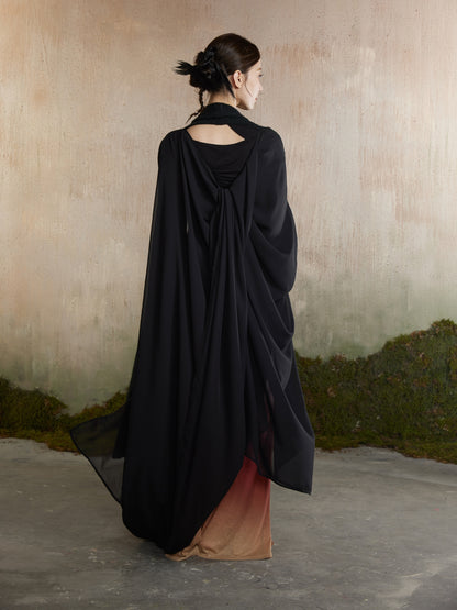 Drape Backopen Thin Plain Nichi Long-Cardigan