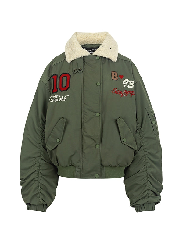 Casual Women's Army Jacket With Patches WOMENS GREEN MILITARY