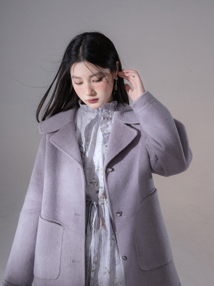 Big-Collar Retro Wool Long-Coat