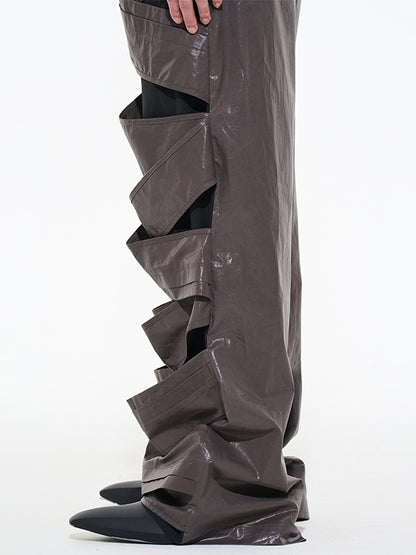 Nichi Unique Leather Wide Cut Wrap Pants