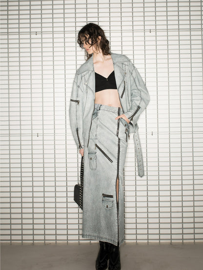 Nichi-Zip Oversize Handsome Jacket&amp;Long-Skirt