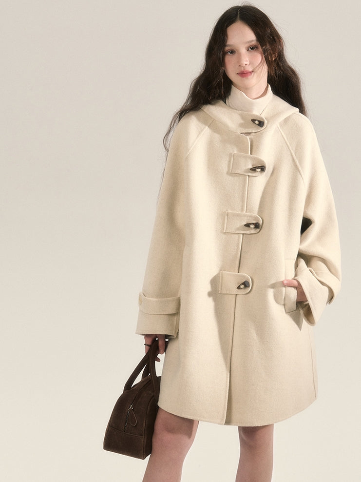 Long-Coat Wool Oversize Simple Duffel-Coat