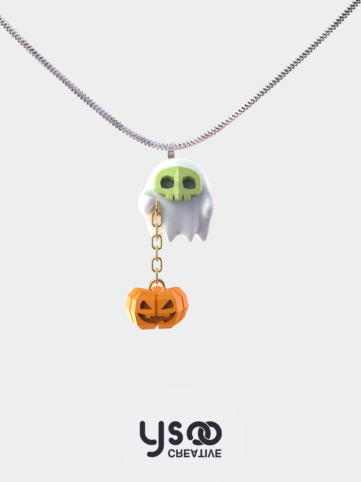 Pumpkin Ghost Character Necklace