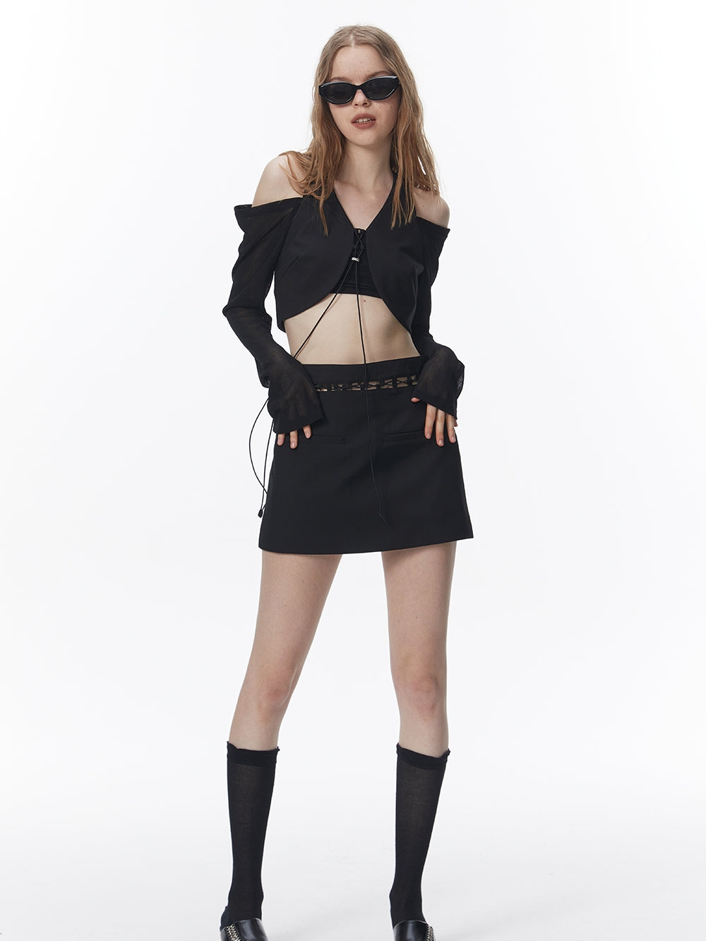 Nichi Open-Shoulder Cropped Tops