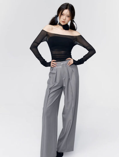 Wide-Leg Casual Straight Pants