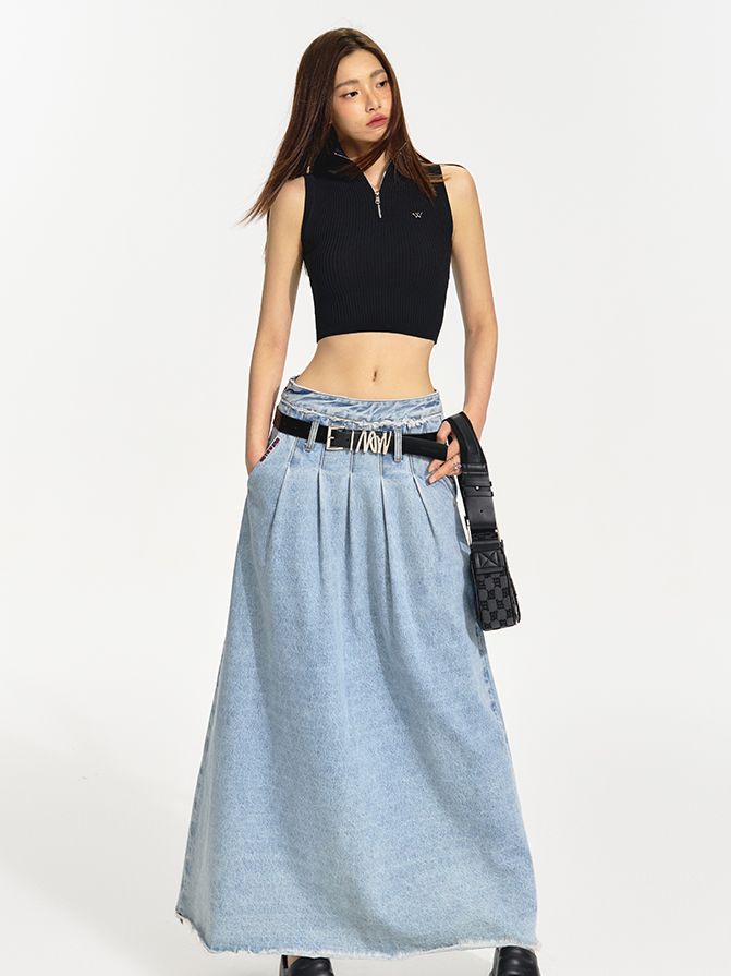 Sleeveless Zip Cropped Summer-Knit