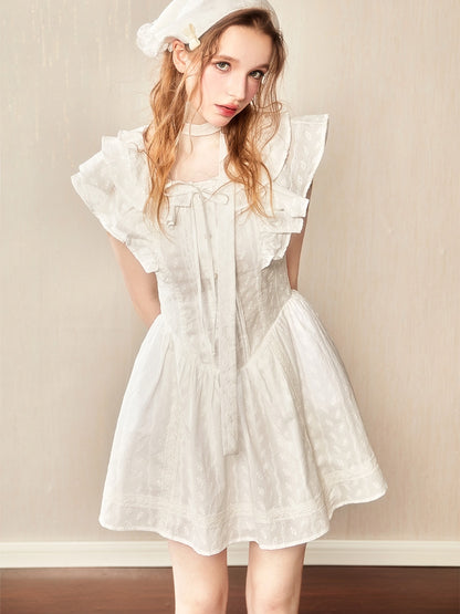 Lace Frill Sweet Embroidery Flower One-Piece