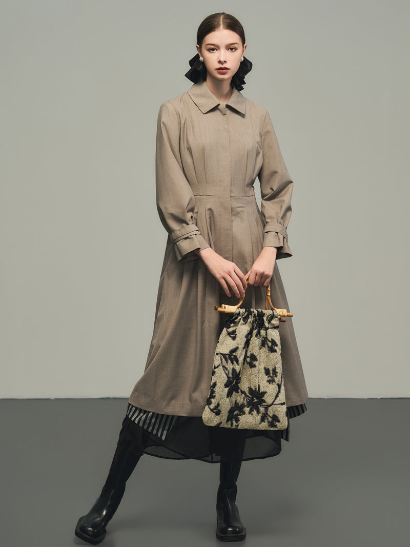 Retro Flare Natural Plain Nichi Long-Coat