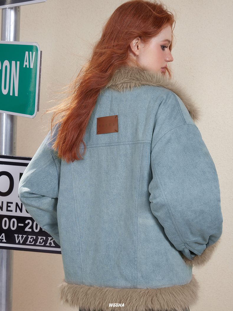 Fur Denim Oversize High-End Casual Jacket