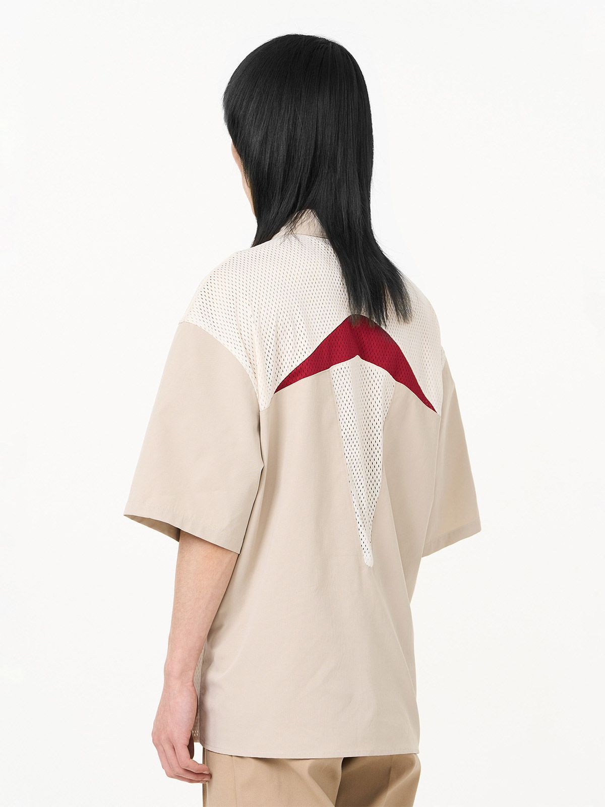 Mesh Bi-color Oversize Casual Shirt