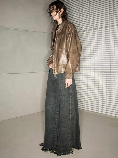 Denim Cut-Off Tassel Casual Wide-Pants