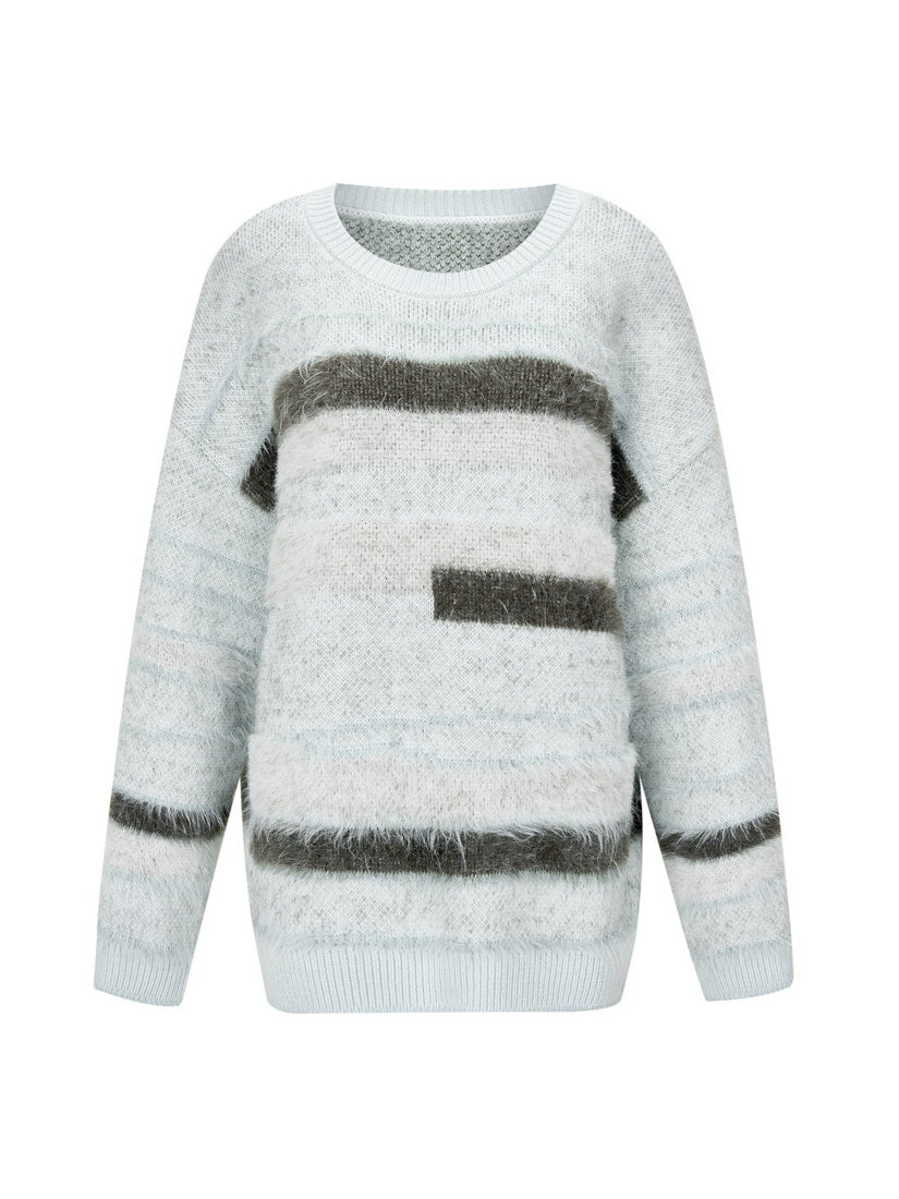 Border Loose Casual Fluffily Knit