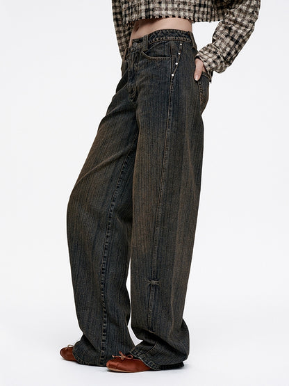 Denim Loose Balloon Casual Plain Wide-Pants