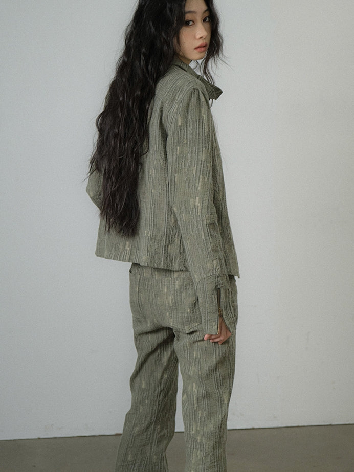 Retro Wrinkled Vintage Jacket&amp;Pants