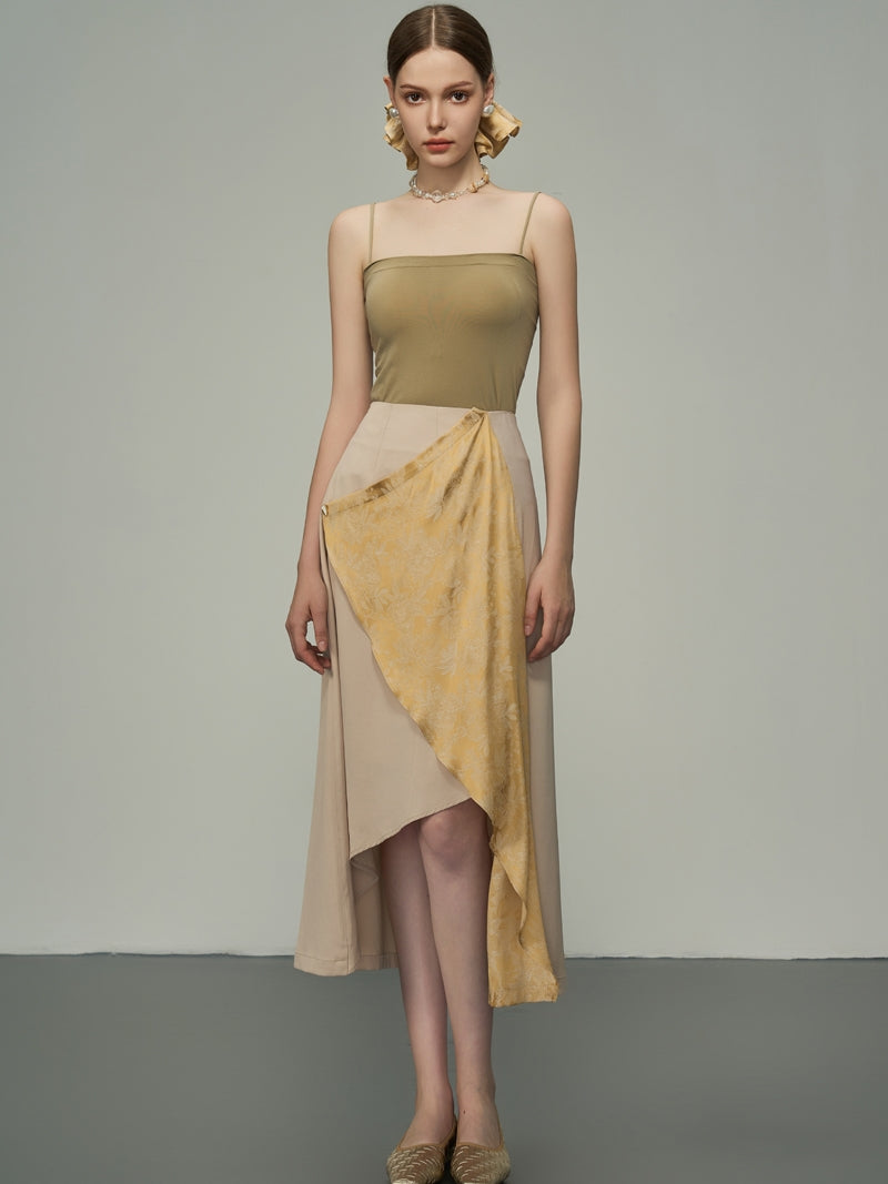 Asymétrie de drape Nichi haut de gamme Nichi Long-Skirt