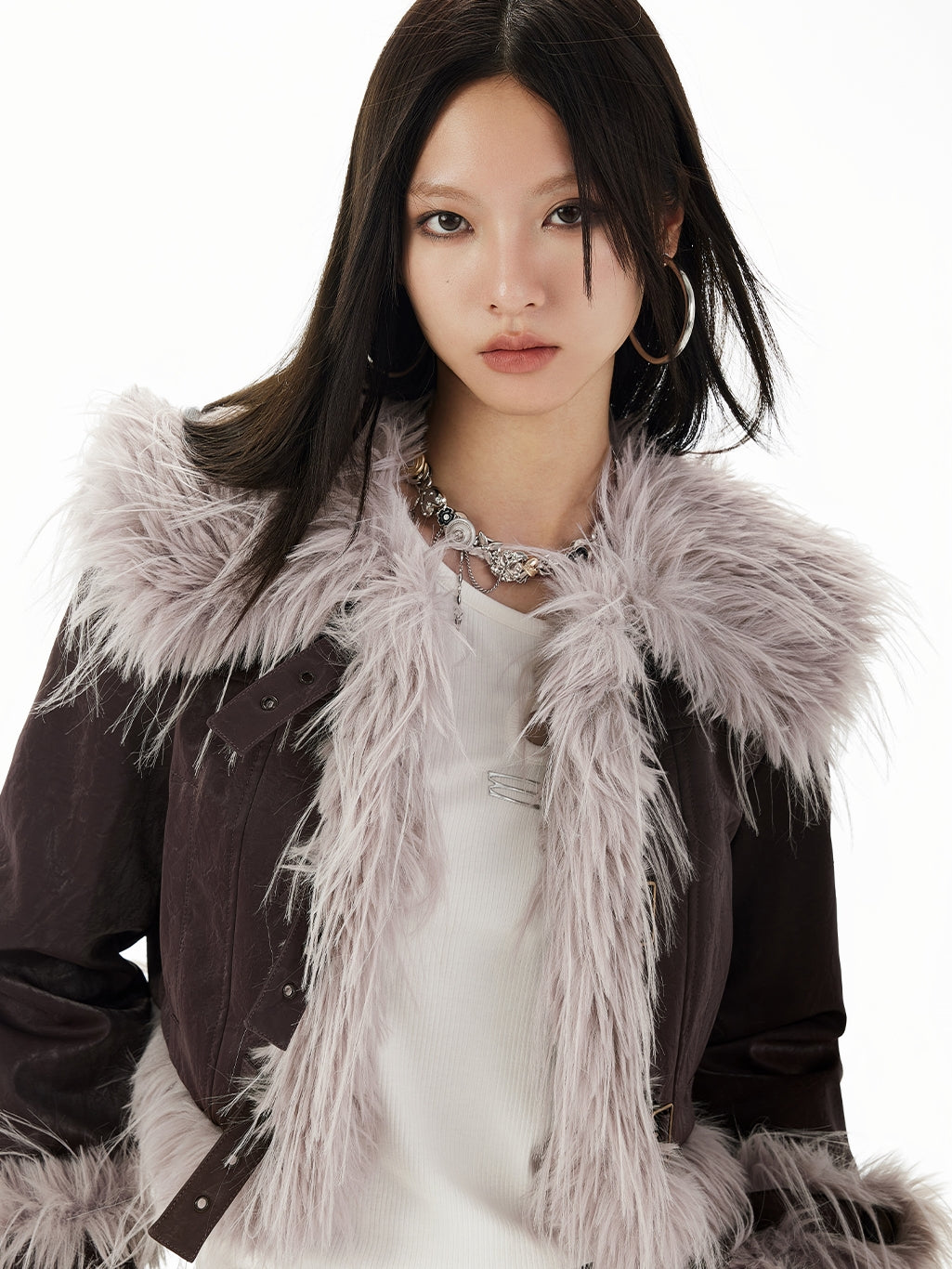 Leather Long-Fur High-End Nichi Short  Jacket