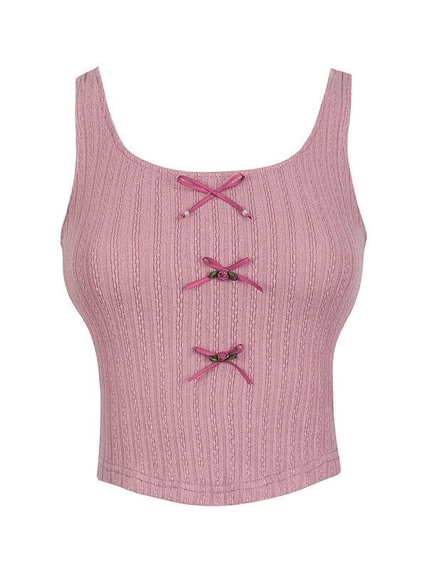 Ribbon Girly Summer-Knit Tank-Top