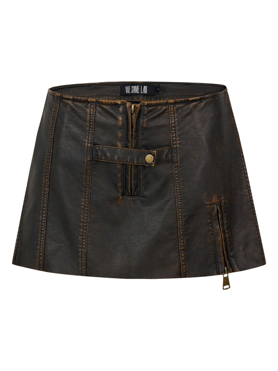 Leder Mini coole Zip -Culottes